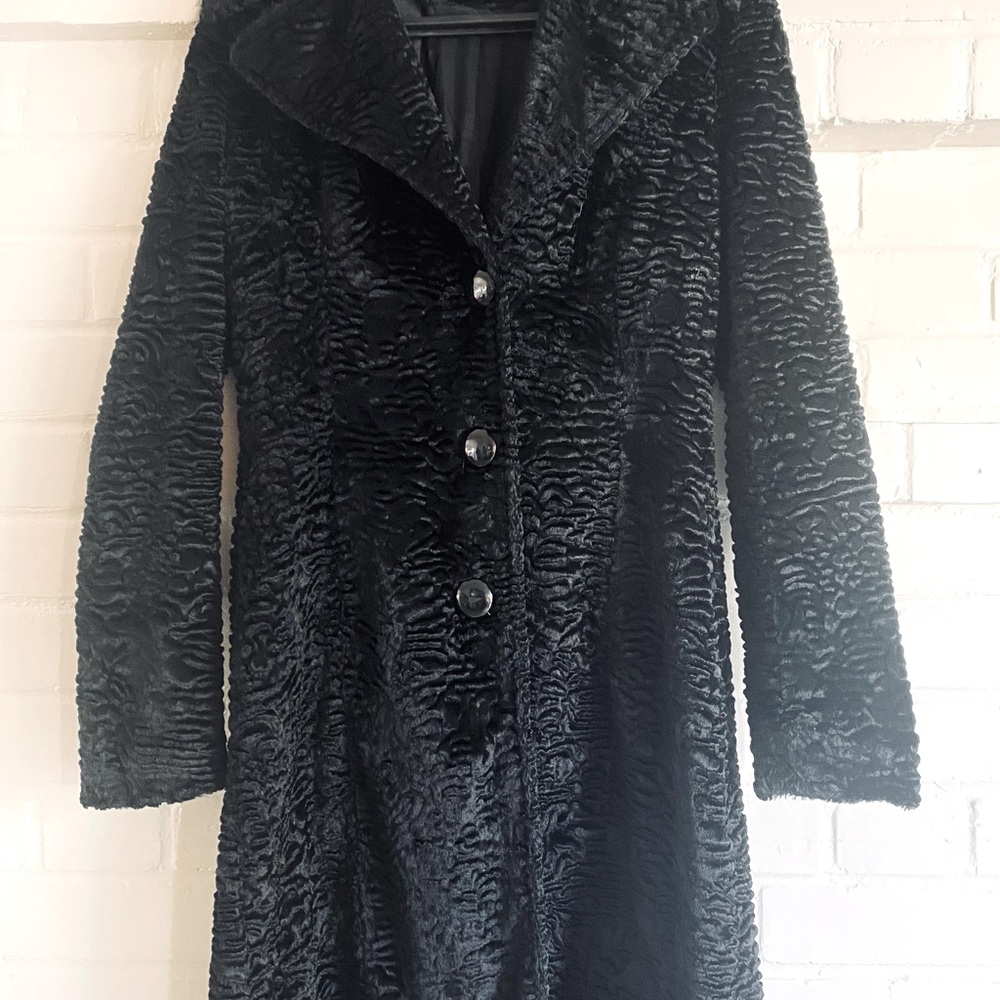 NWOT Black Faux Fur Georgiou Studio Coat.